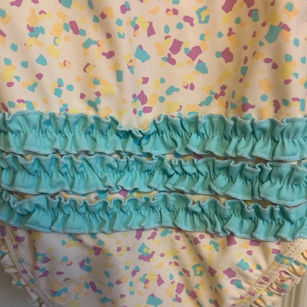Ruffle Butts Multicolor Confetti Kids Swim One Piece - Picture 4 of 7